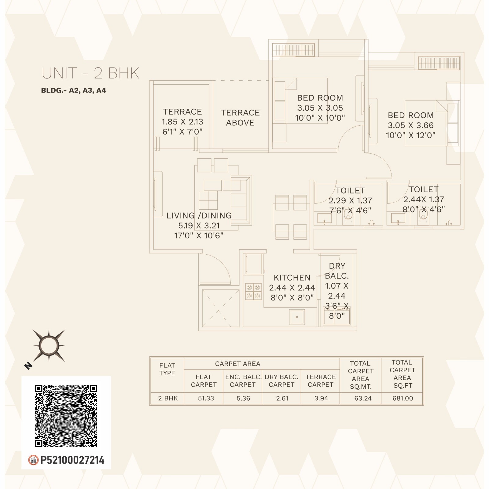 ARV New Town 1/2/2.5/3 BHK